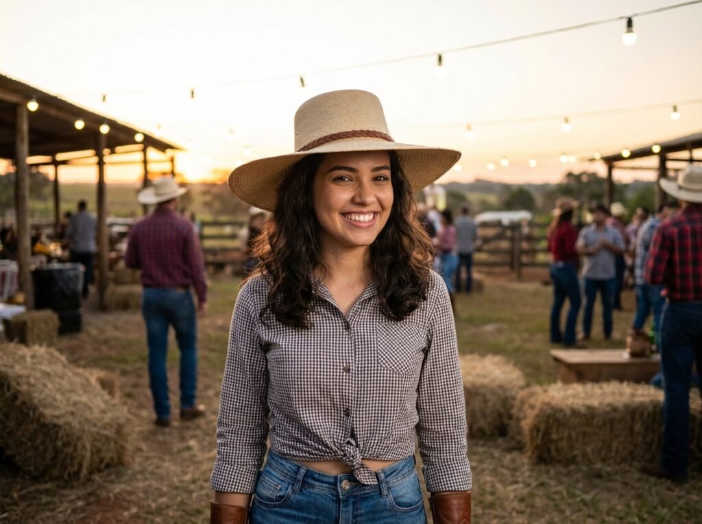 Chapeu country feminino para rosto Alongado